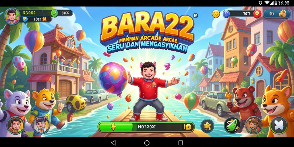 Tangkapan layar BARA22 menampilkan gameplay penuh aksi dan warna-warni.