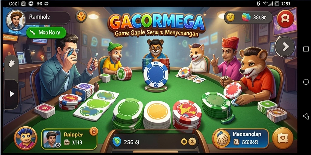Tampilan gameplay seru GACORMEGA dengan kartu Gaple yang menarik.