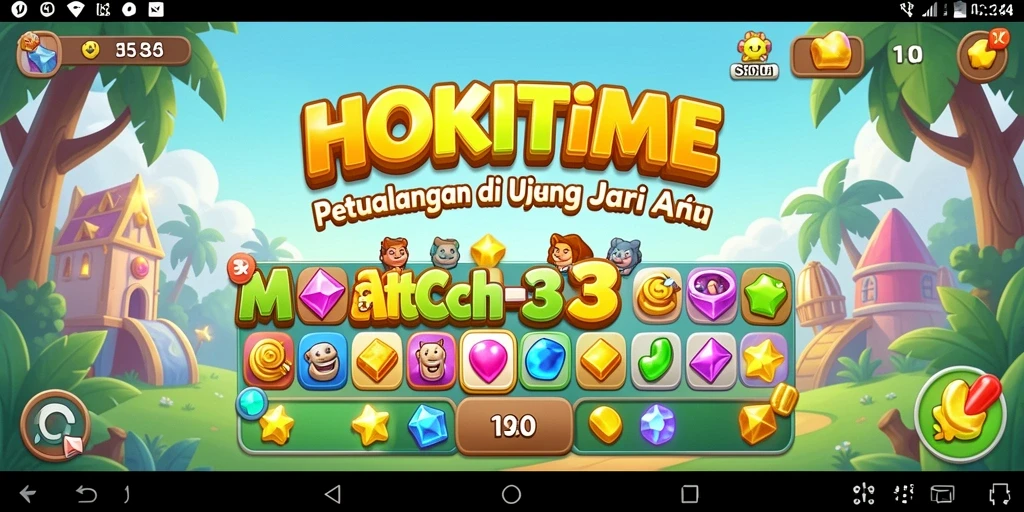 Tangkapan layar gameplay HOKITIME yang menampilkan keseruan mencocokkan elemen.